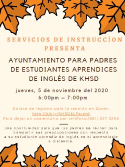Parent Town Hall Flyer for English Learners